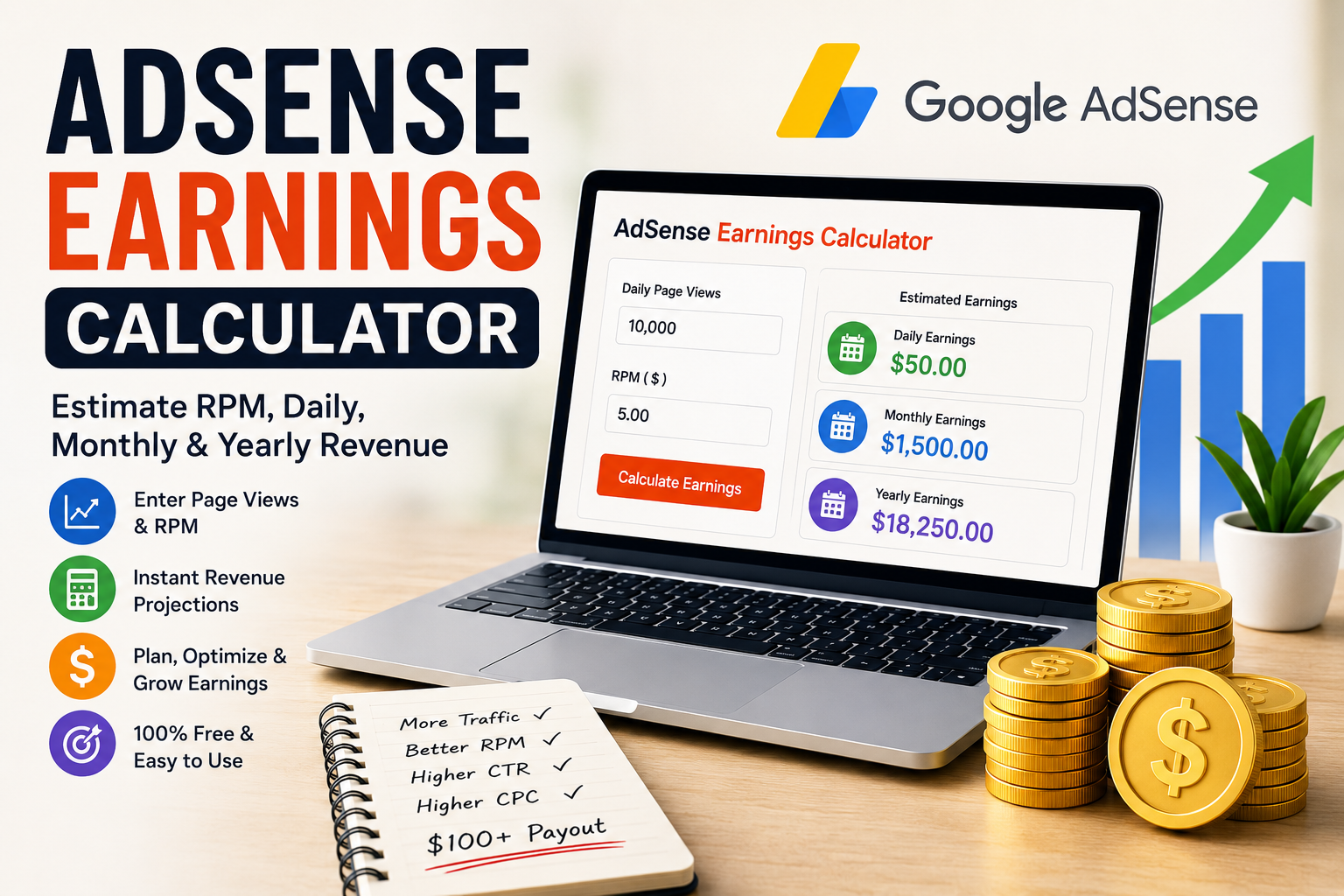 AdSense Earnings Calculator illustration