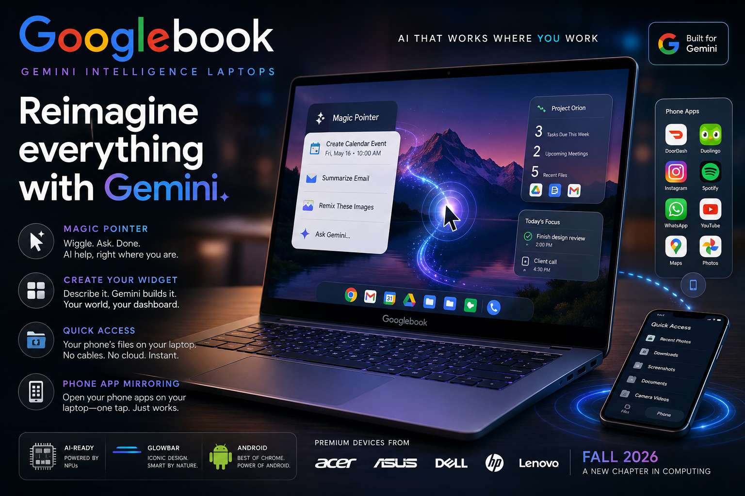 Everything You Need to Know About Google's New Googlebook gemini intelligence laptops