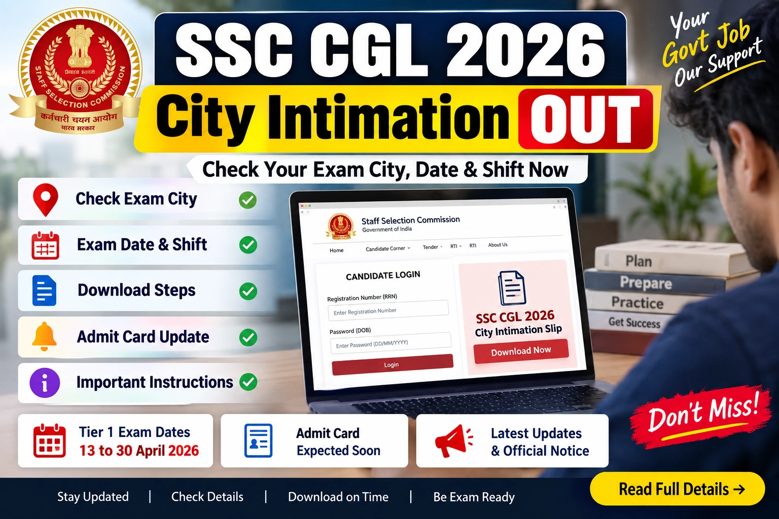SSC CGL City Intimation 2026 Out: Check Exam City