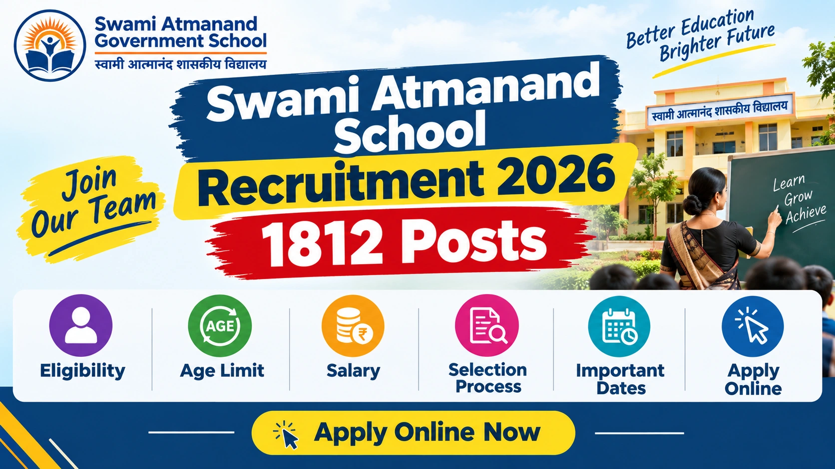 Swami Atmanand School Recruitment 2026 – 1812 Posts, Apply Online