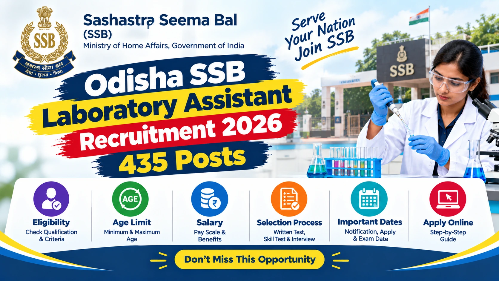 Odisha SSB Laboratory Assistant Recruitment 2026 – 435 Posts